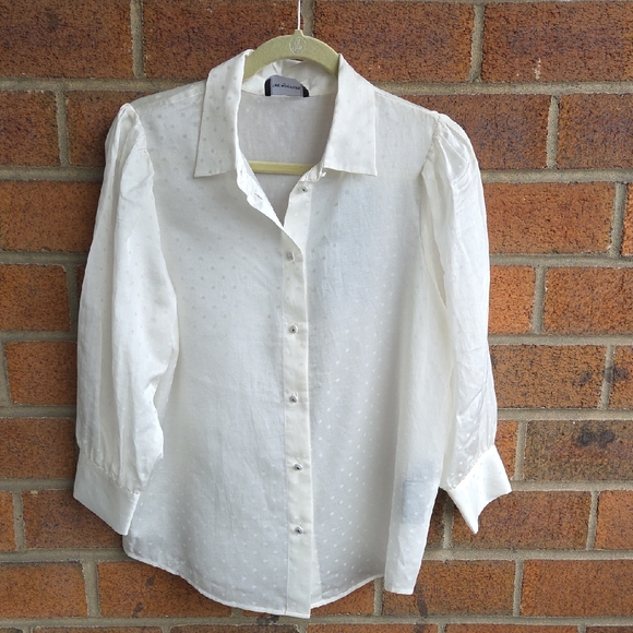 The Kooples Silk-Blend Jacquard Dot Top - Picture 3 of 7